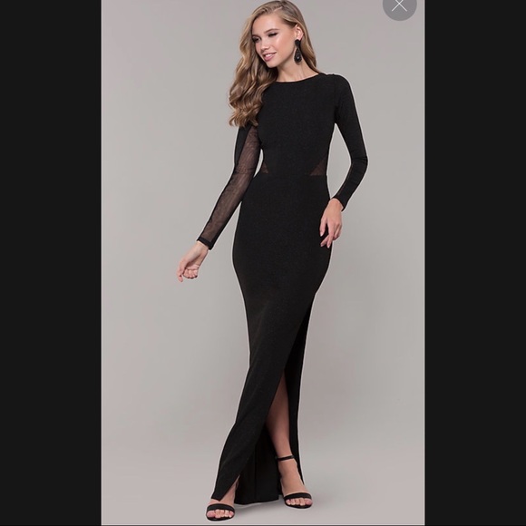 black shimmer prom dress